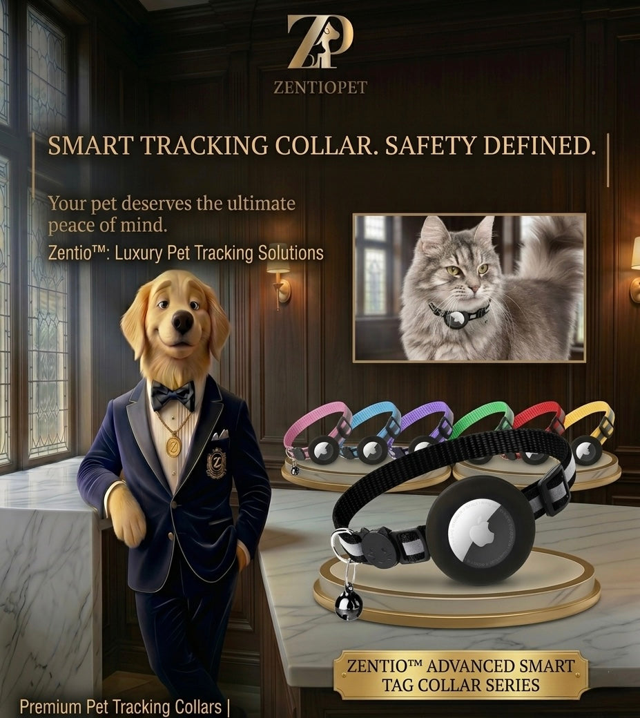 Zentiopet™ Smart Tracker Collar: Reflective AirTag Edition Safety Defined. Ultimate Peace of Mind with Breakaway Protection