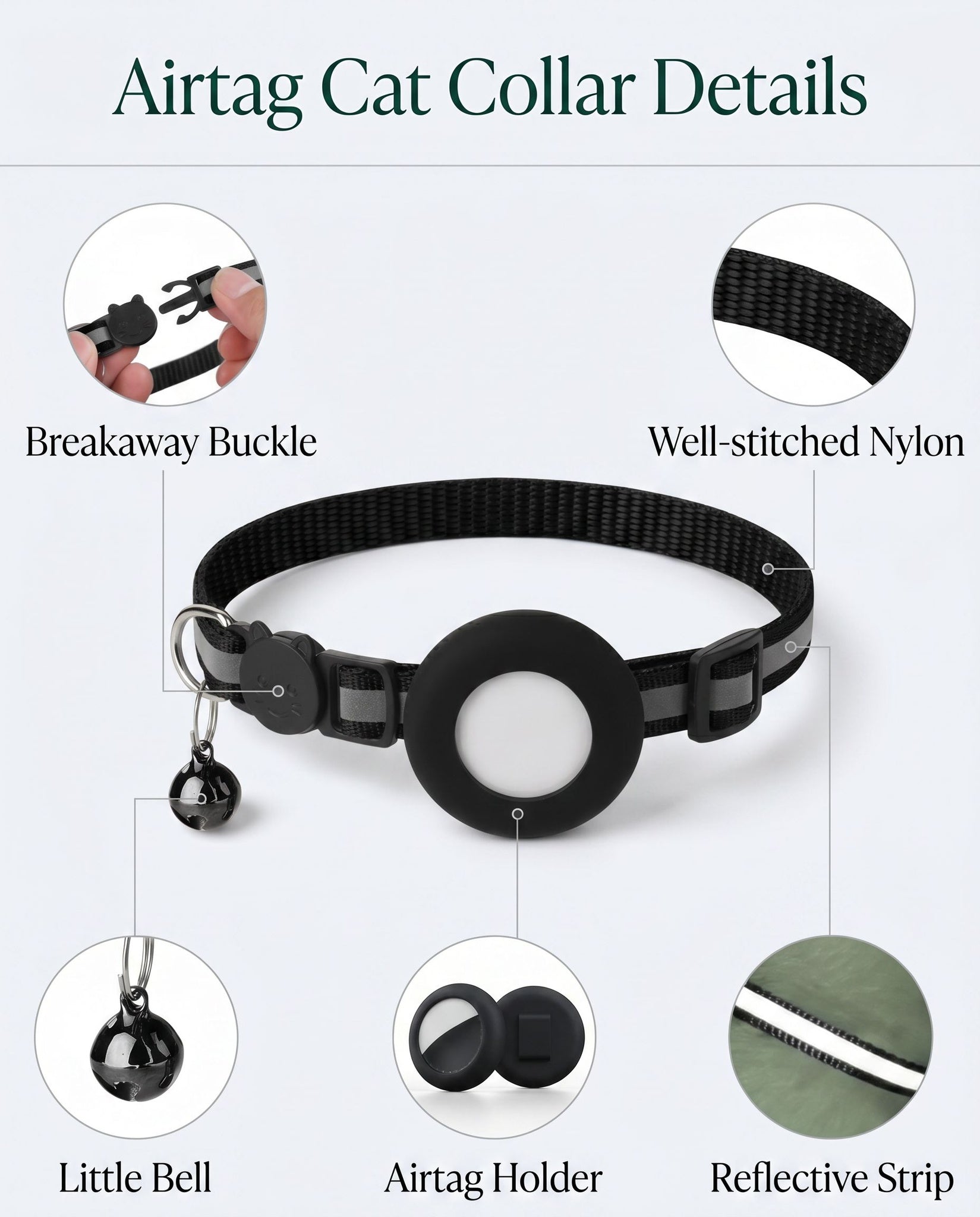 Zentiopet™ Smart Tracker Collar: Reflective AirTag Edition Safety Defined. Ultimate Peace of Mind with Breakaway Protection