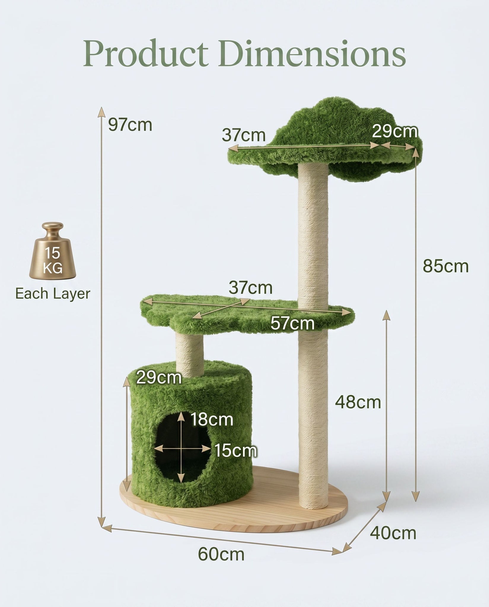 Zentio™ Forest Canopy Luxury Cat Tree – 97cm Premium Sisal Scratching Post & Condo