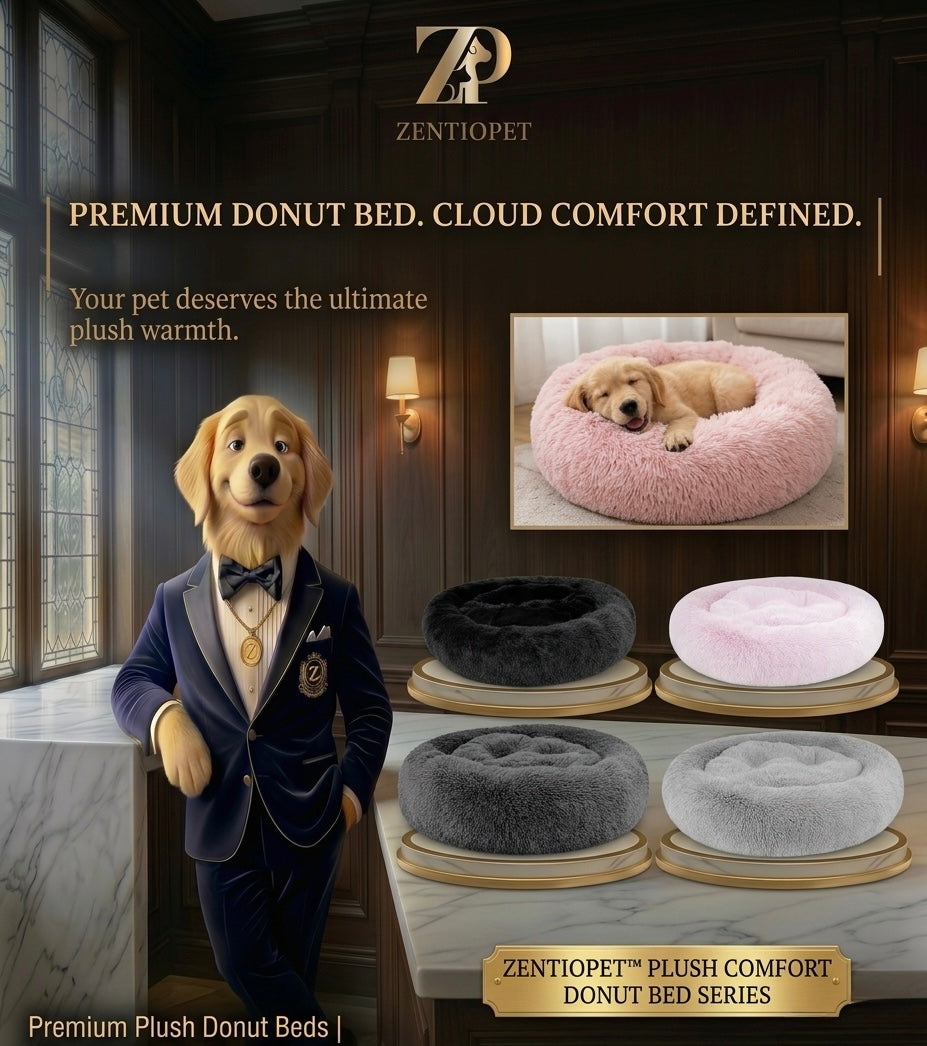 Zentiopet™ Calming Donut Bed: Premium Plush Series Anti-Anxiety Design | Orthopedic Support | Machine Washable