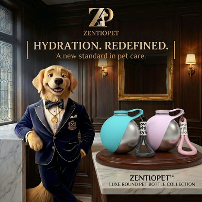 Zentio™ Spherical Stainless Steel Dog Water Bottle & Travel Bowl