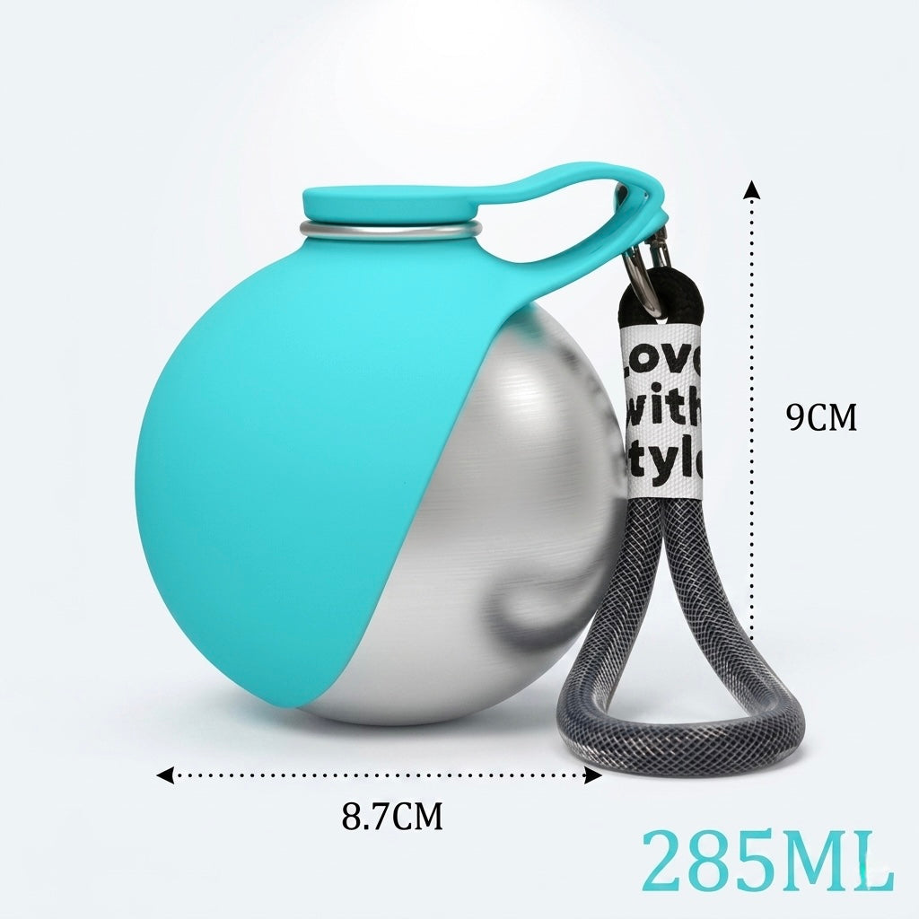 Zentio™ Spherical Stainless Steel Dog Water Bottle & Travel Bowl