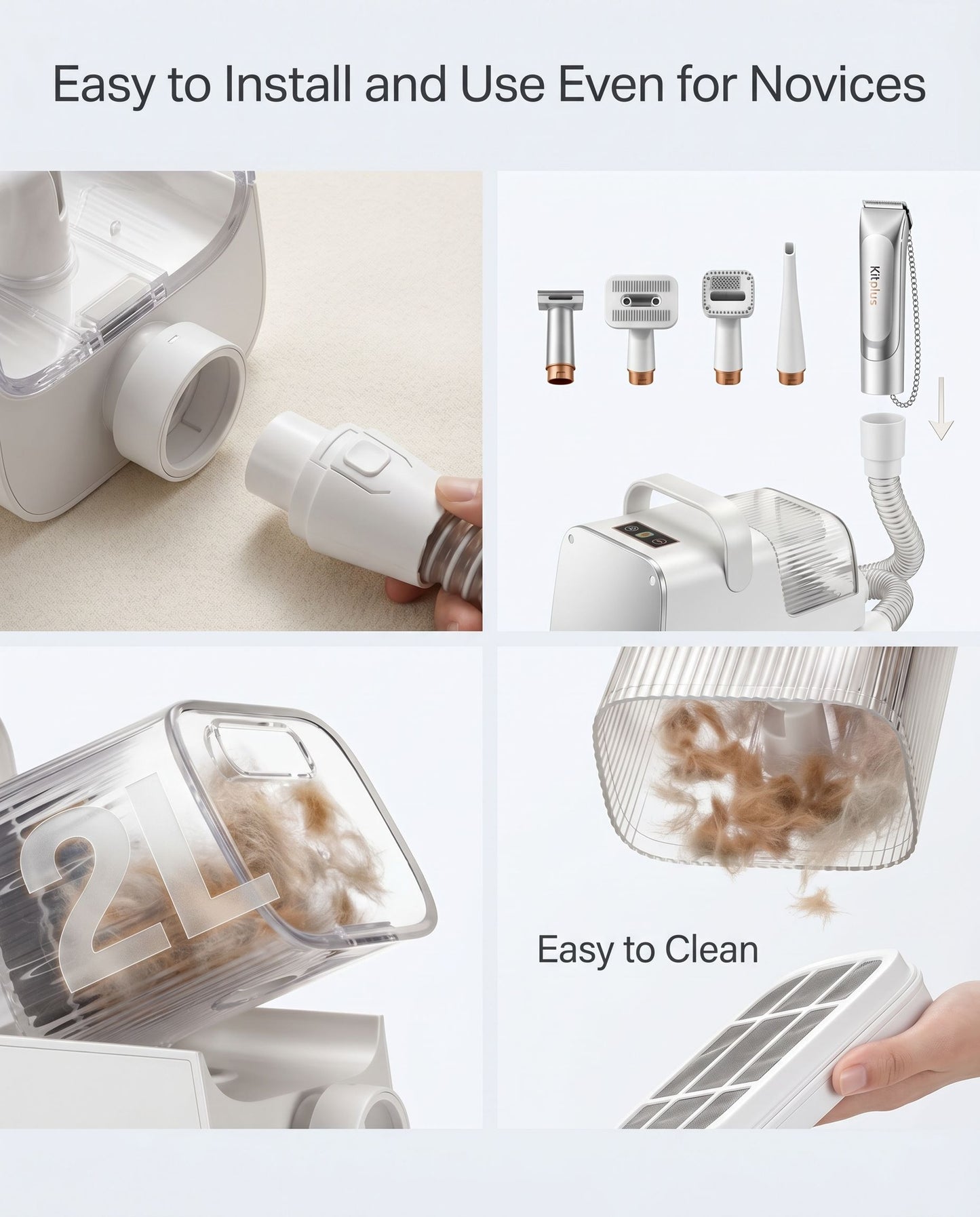 Zentio™ FurControl Pet Grooming Vacuum Kit