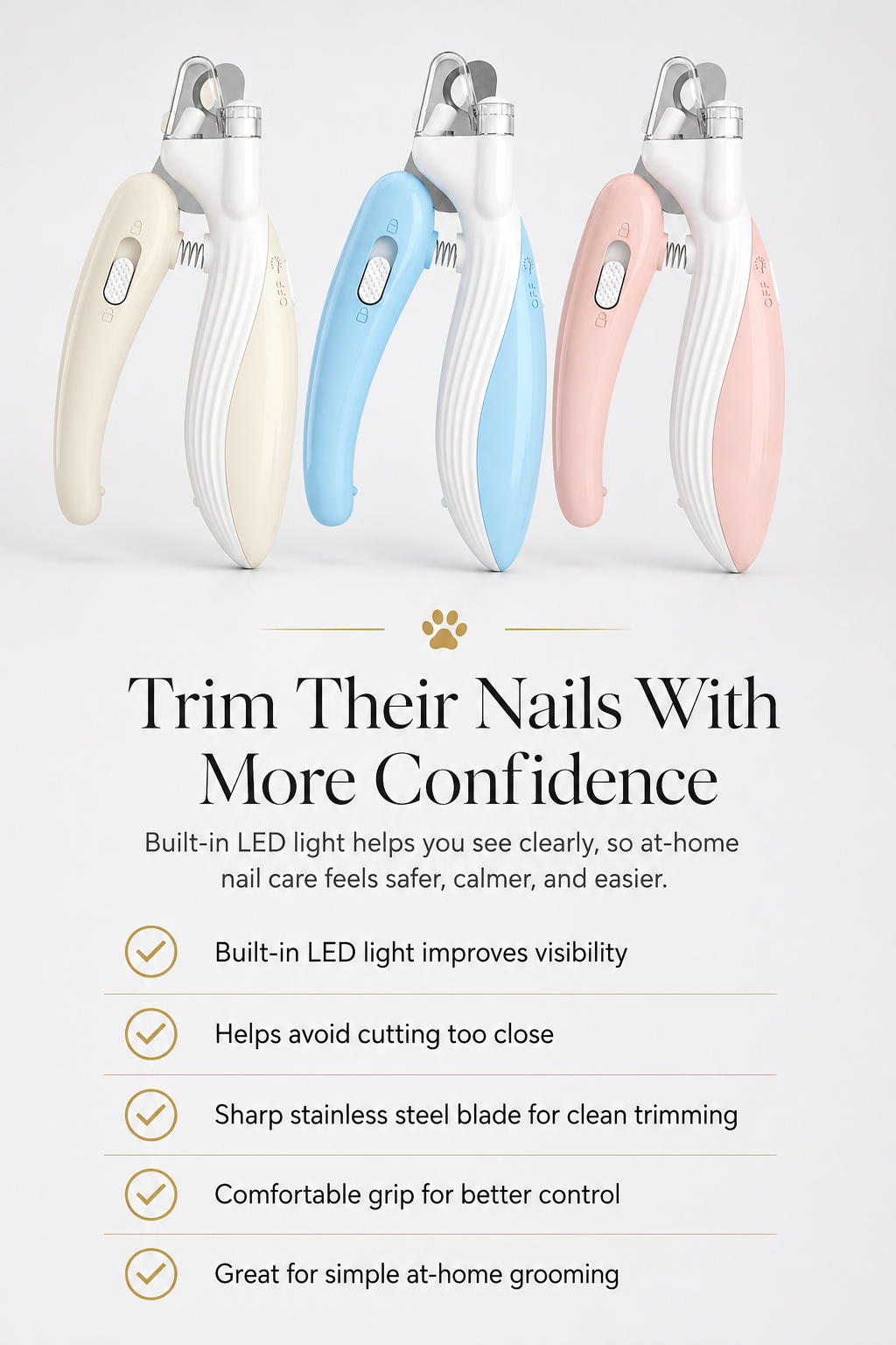 Zentio™ LED Pet Nail Clipper – Precision Claw Trimmer