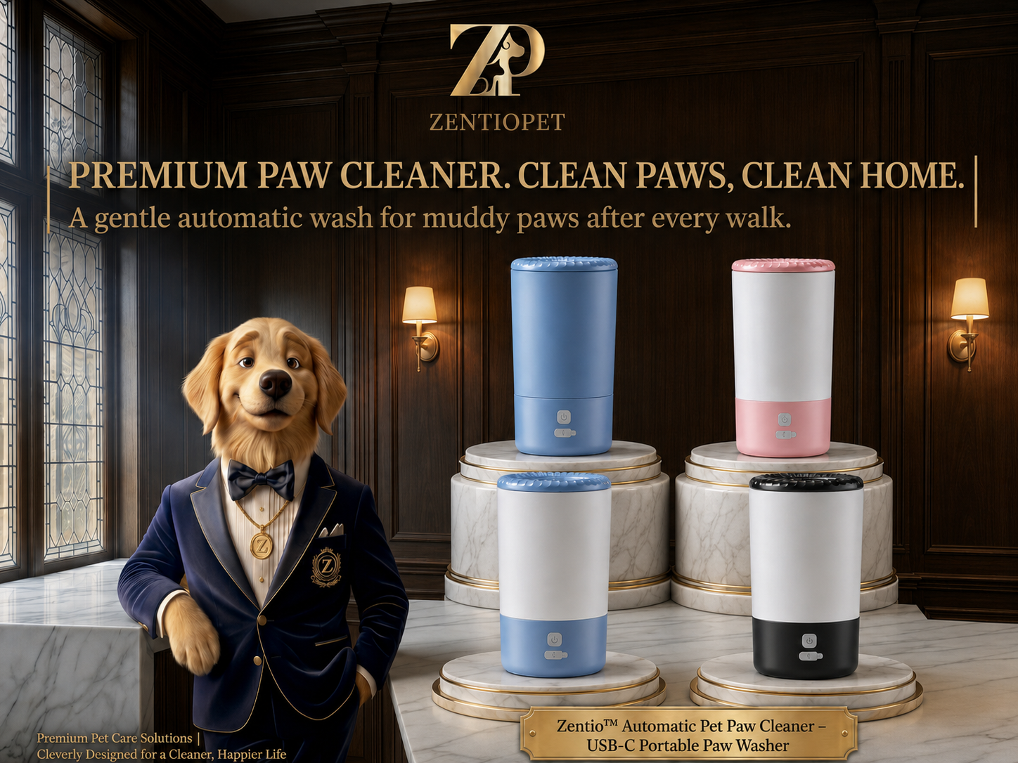 Zentio™ Automatic Pet Paw Cleaner – USB-C Portable Paw Washer