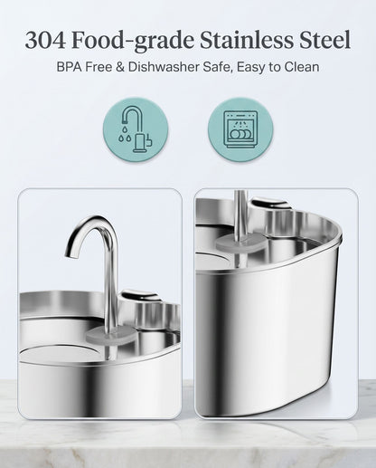 Zentio™ Premium Stainless Steel Pet Water Fountain