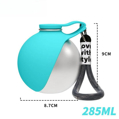 Zentio™ Spherical Stainless Steel Dog Water Bottle & Travel Bowl