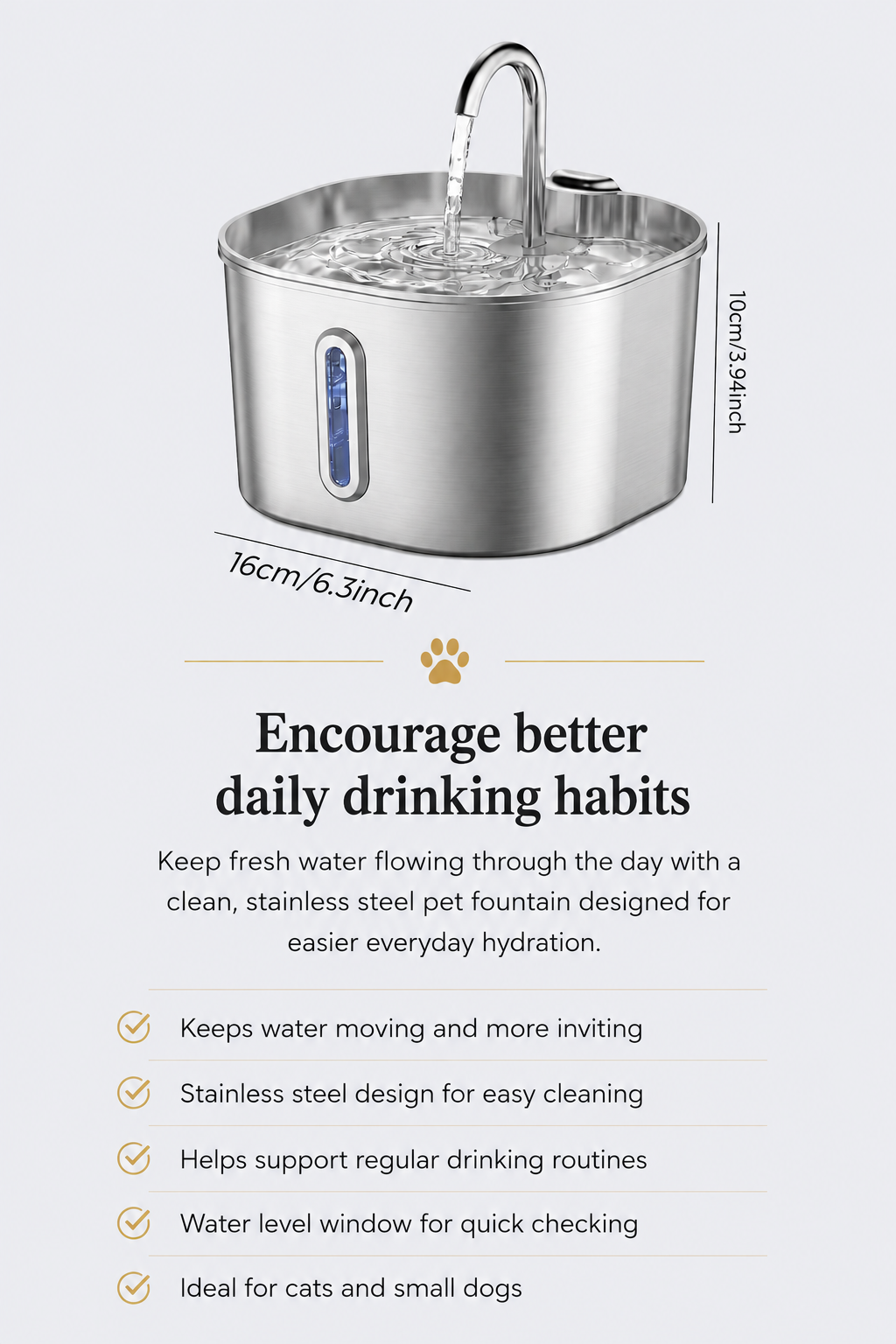 Zentio™ Premium Stainless Steel Pet Water Fountain